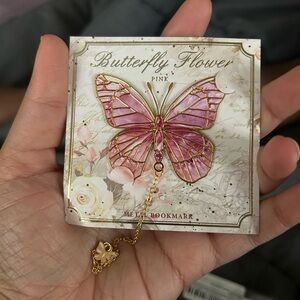 Butterfly Flower Pink Metal Bookmark